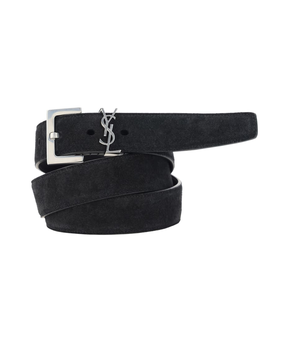 Saint Laurent - logo-plaque Belt Bag - Women - Leather - 85 - Black