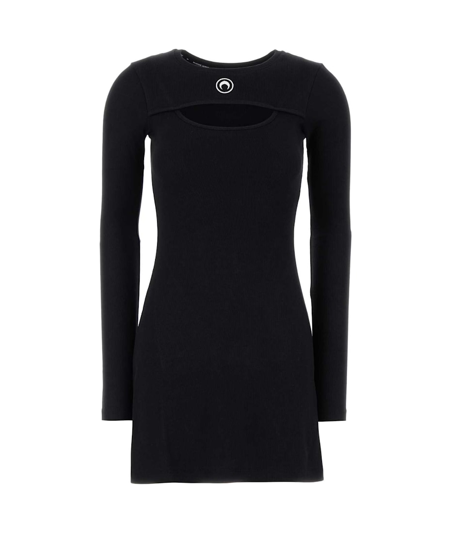 Marine Serre｜DRESSES (WDR309ACJER0008 BK99) Regenerated T-Shirts And Lace Midi Dress • Marine Serre