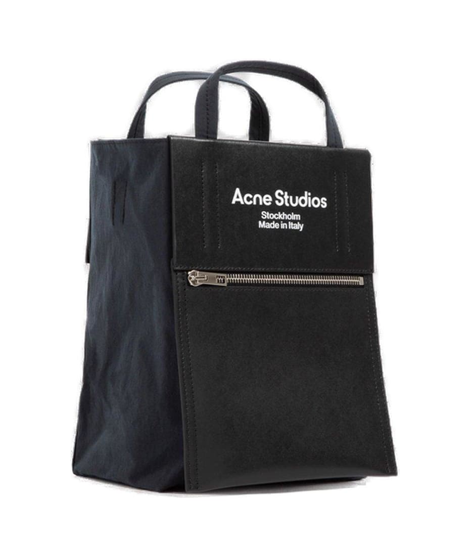 Acne Studios Papery Logo Printed Small Tote Bag - Black