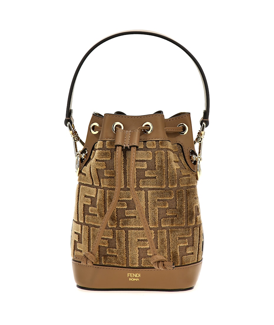 ハンドバッグ FENDI MON TRESOR MINI BAG FENDI Calfskin F is 3D Flower Mini Mon Tresor Bucket Bag