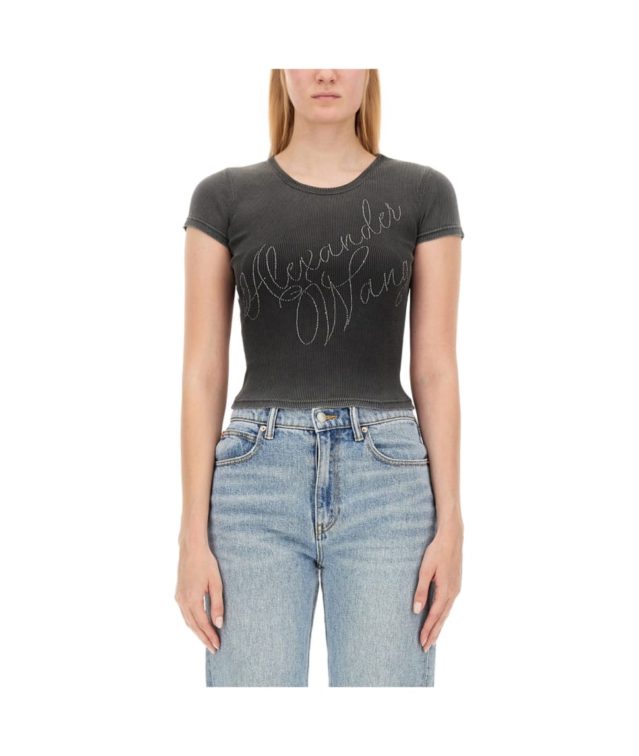 Alexander Wang Rhinestone Logo T-shirt | italist