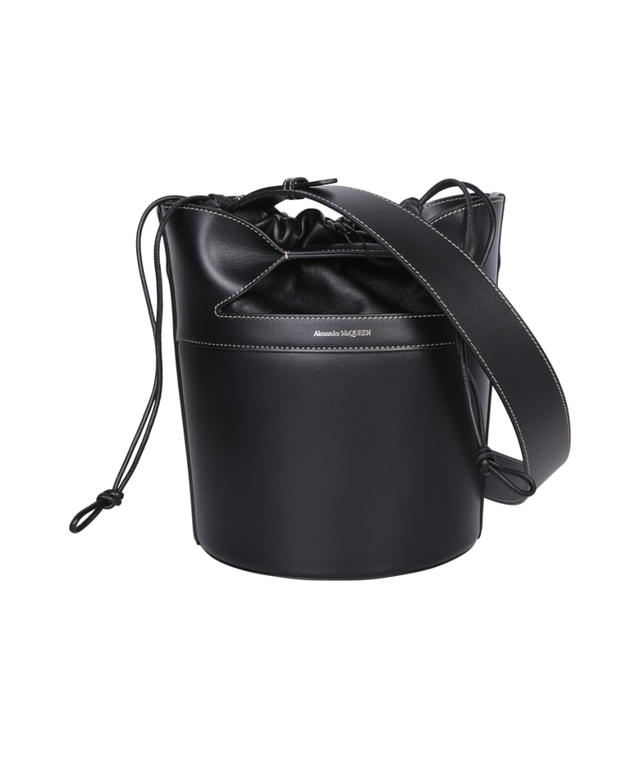 トートバッグ alexander mcqueen Black leather The Bow bucket bag Alexander McQueen Black Leather The Bow Bucket Bag – LOZURI®