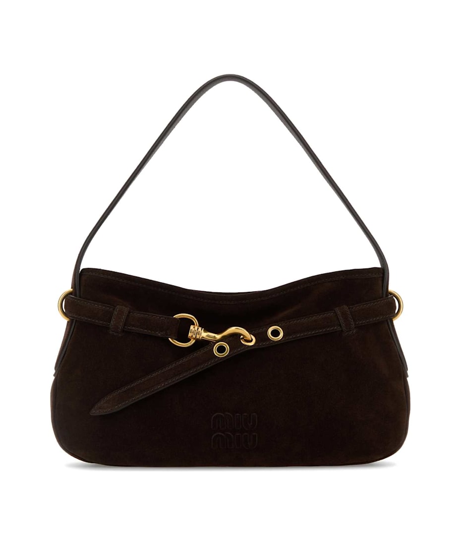 バッグ Miu Miu Suede Shoulder Bag Miu Miu Dark Brown Suede Avenue Shoulder Bag | italist