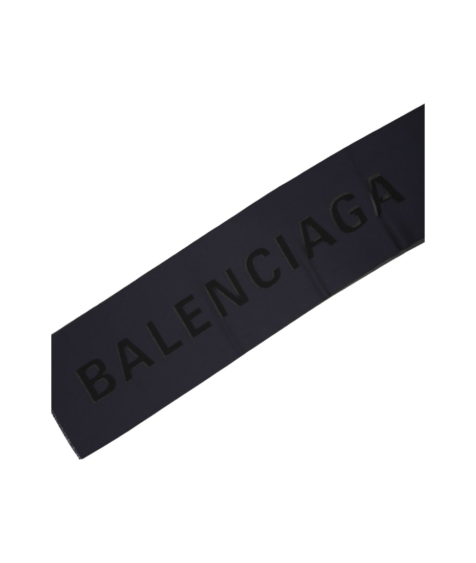 Balenciaga Logo Wool Scarf - Blue
