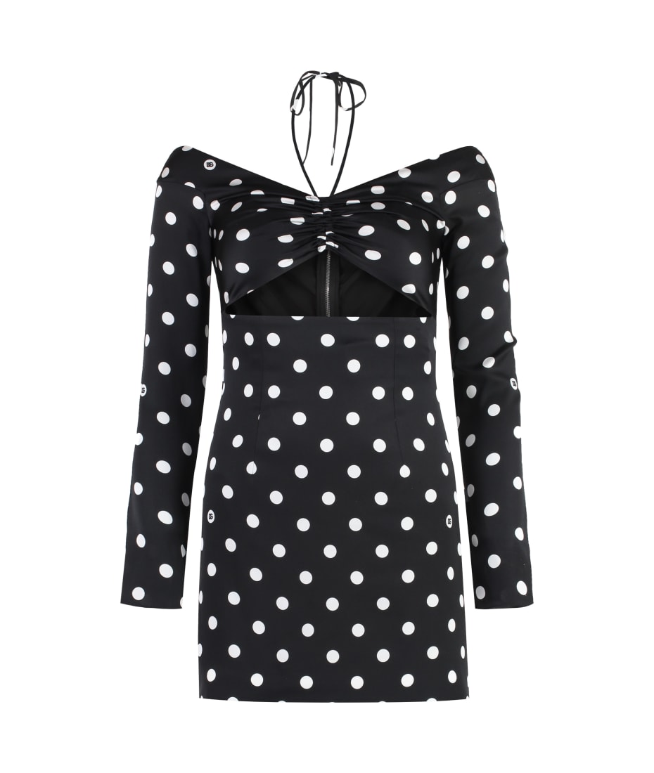 関税送料込Dolce & Gabbana Polka Dot Print Midi Dress Satin midi dress with polka-dot print and corset details in