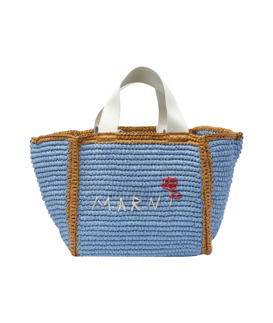 ◆MARNI◆マルニ sillo tote bag Green & Pink Macramé Sillo Small Shopper Tote by Marni on Sale