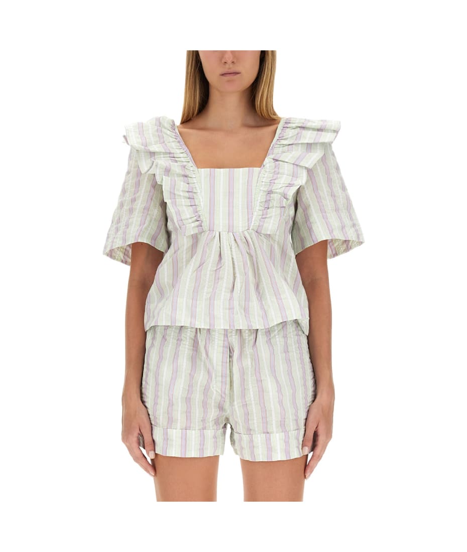 GANNI トレフフリツトラウサ F80756627 099 Ganni Ruffle Blouse | italist