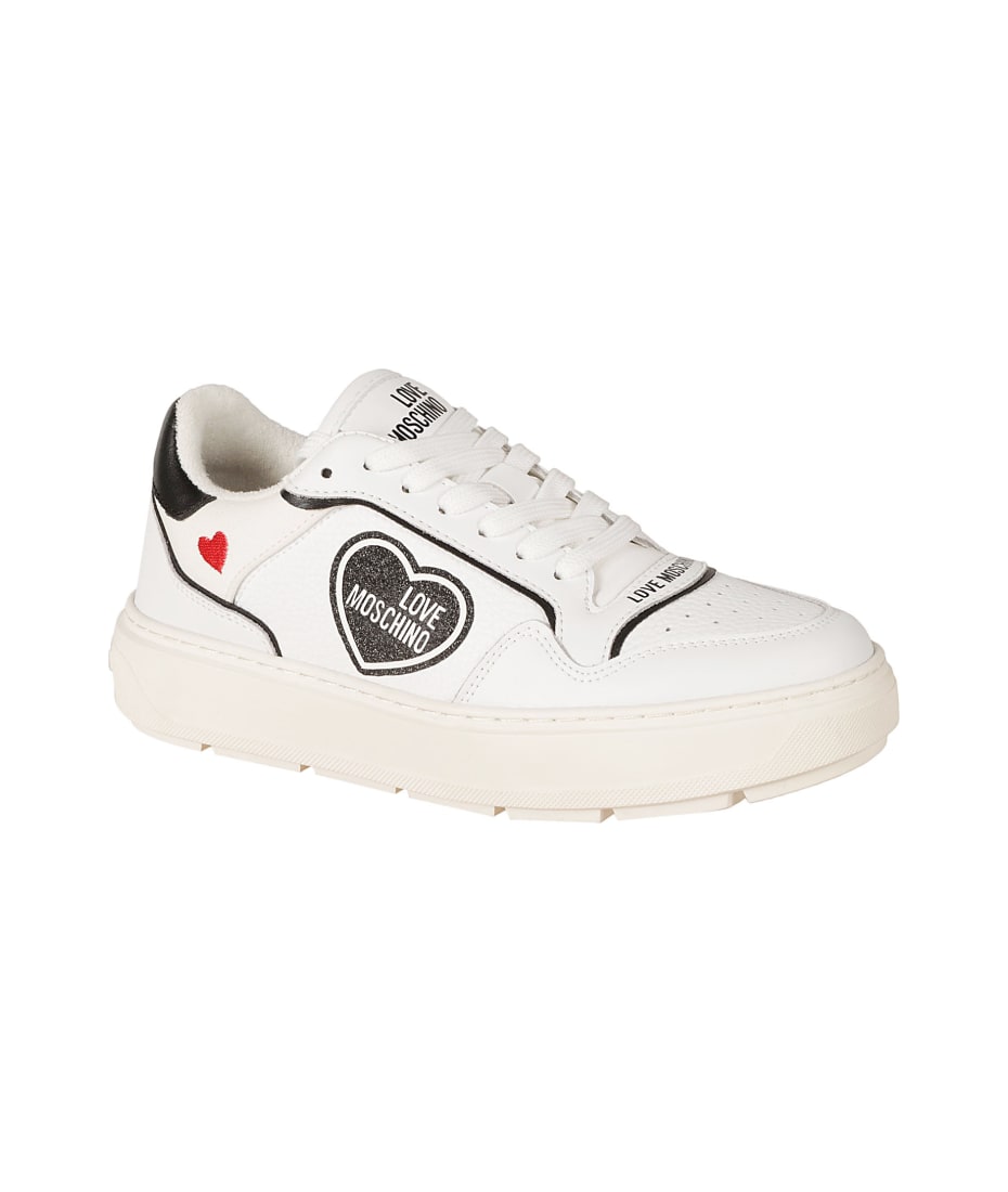 Love Moschino Heart Embroidered Sneakers - White