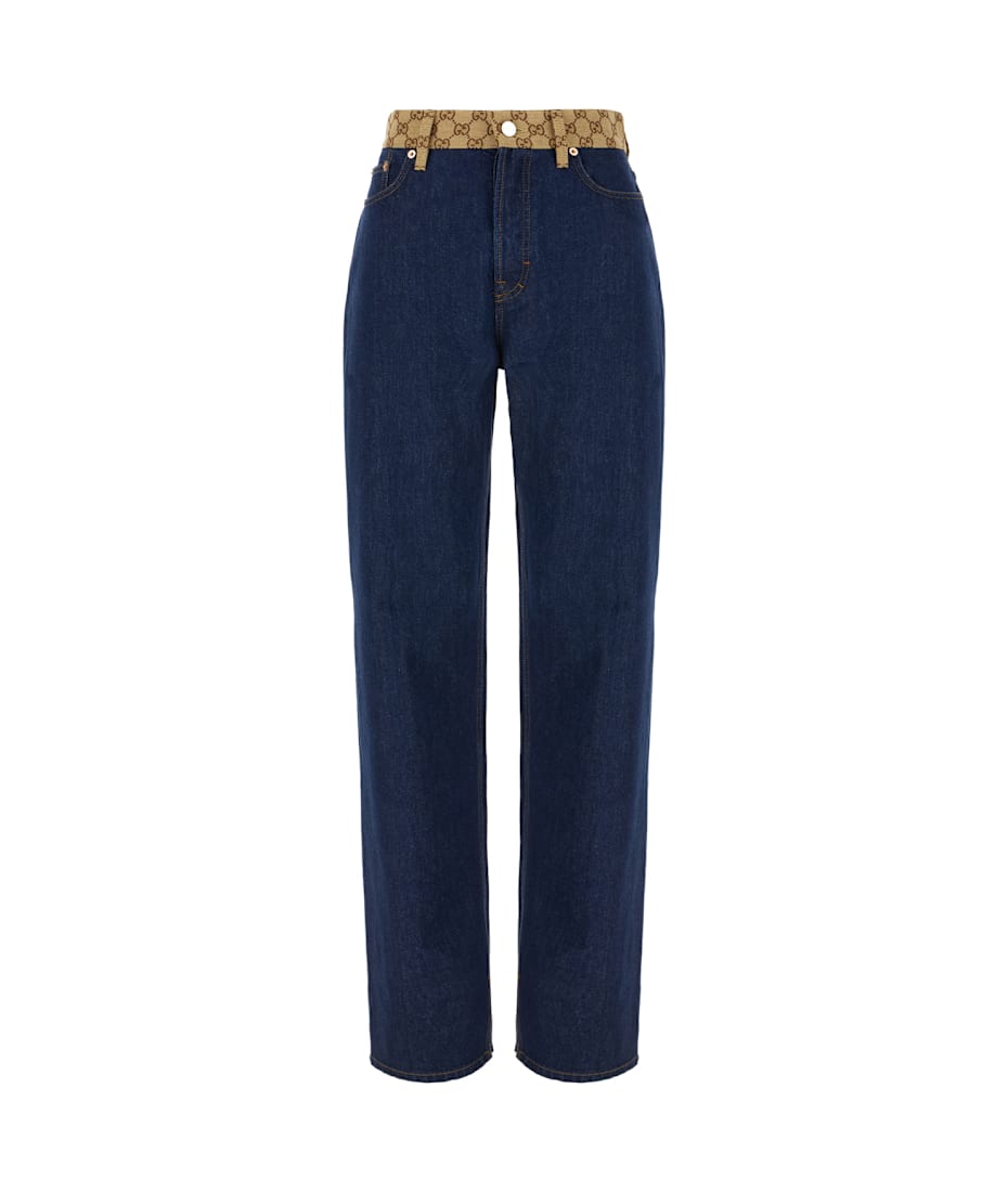 デニム・ジーパン GUCCI SS25 Cotton jeans (812233XDC83 4100) ストレートフィット デニム パンツダークブルー | GUCCI公式
