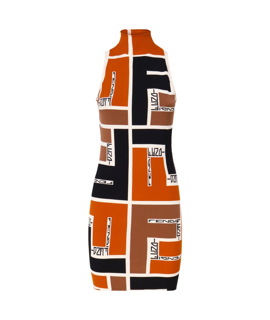 【関税&送料込】Fendi Ff Puzzle Viscose-Blend Dress Fendi Puzzle Viscose Blend Knit Dress | italist