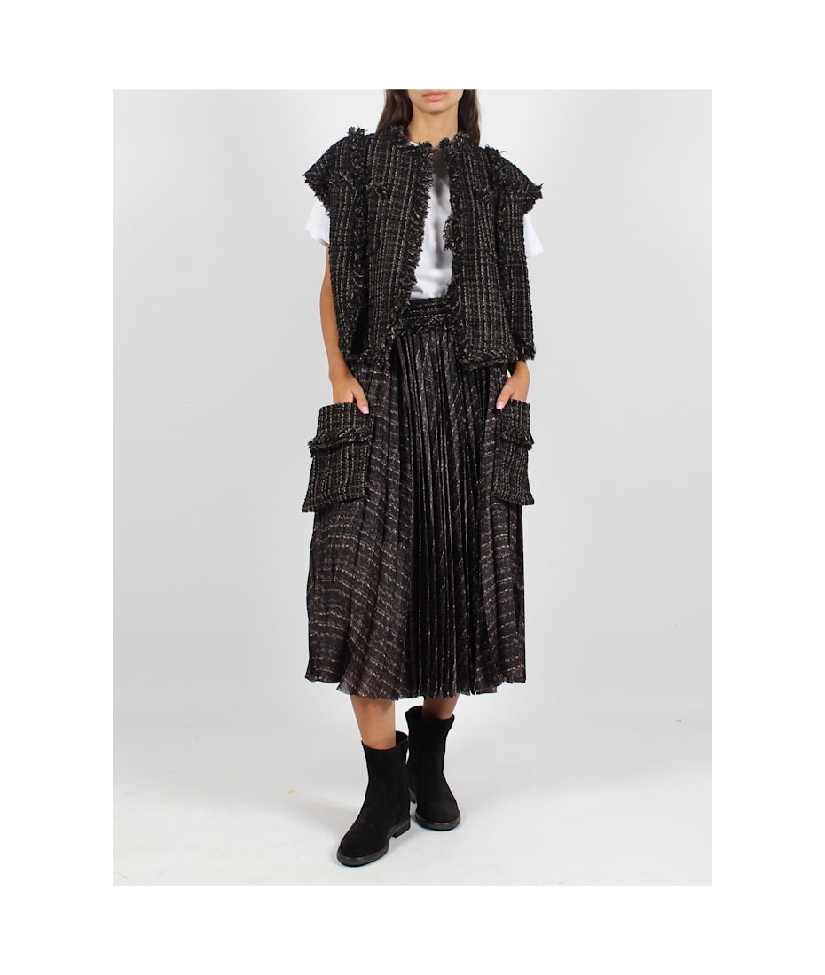 Sacai ツイードジレ sacai サカイ TWEED TOP ツイード ジレ ベスト ブラック 1 21
