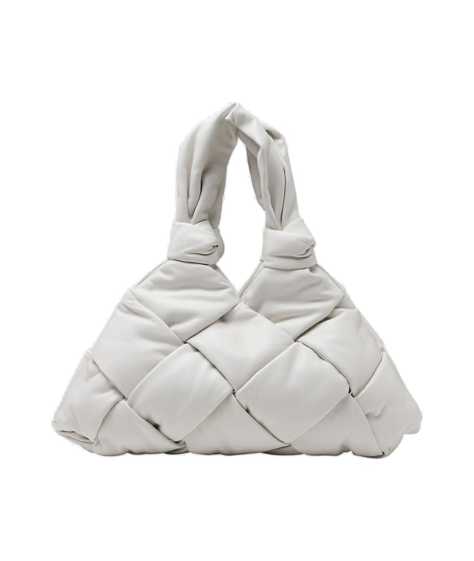 BottegaVeneta ホワイトハンドバッグ BOTTEGA VENETA Calfskin V Woven Drawstring Tote White