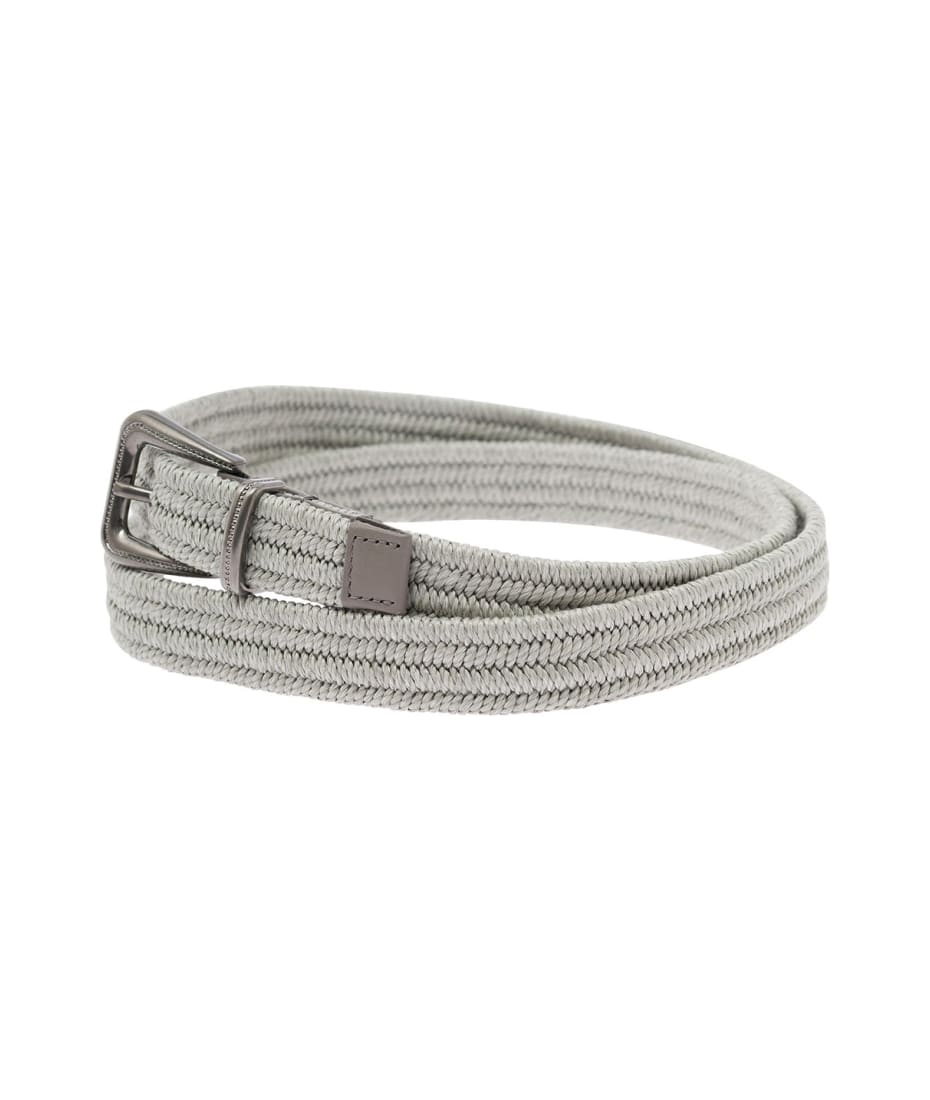 Brunello Cucinelli Buckle-fastening Woven Belt In Linen - Import duties included, as applicable