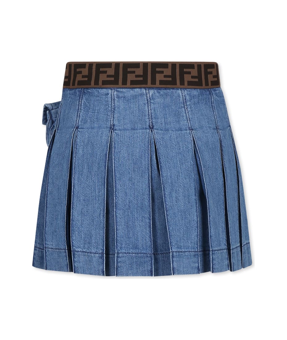 Fendi Blue Skirt For Girl With Ff | italist