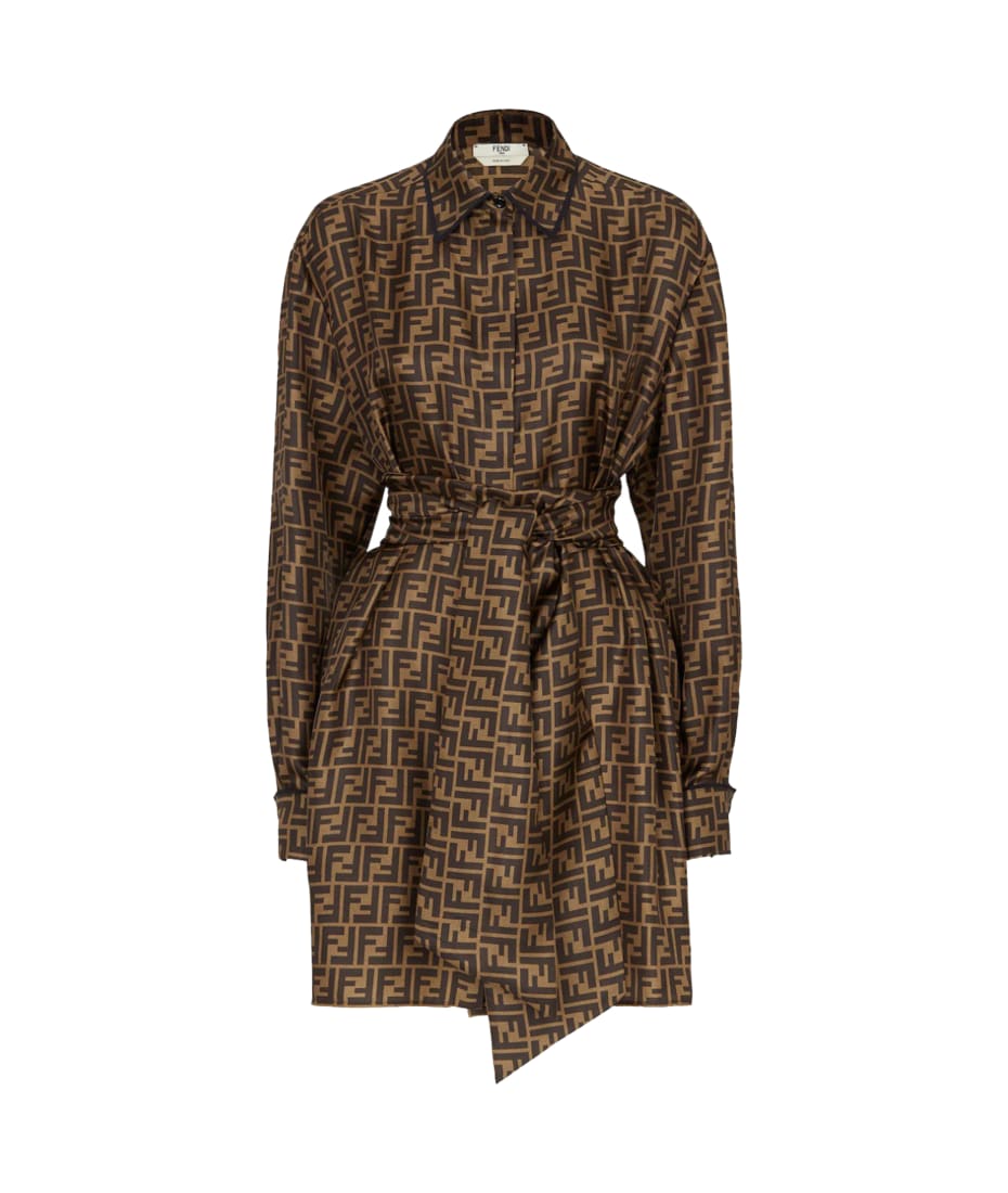 【関税&送料込み】Fendi Cotton And Silk Blend Shirtdress Fendi Silk Shirtdress | italist