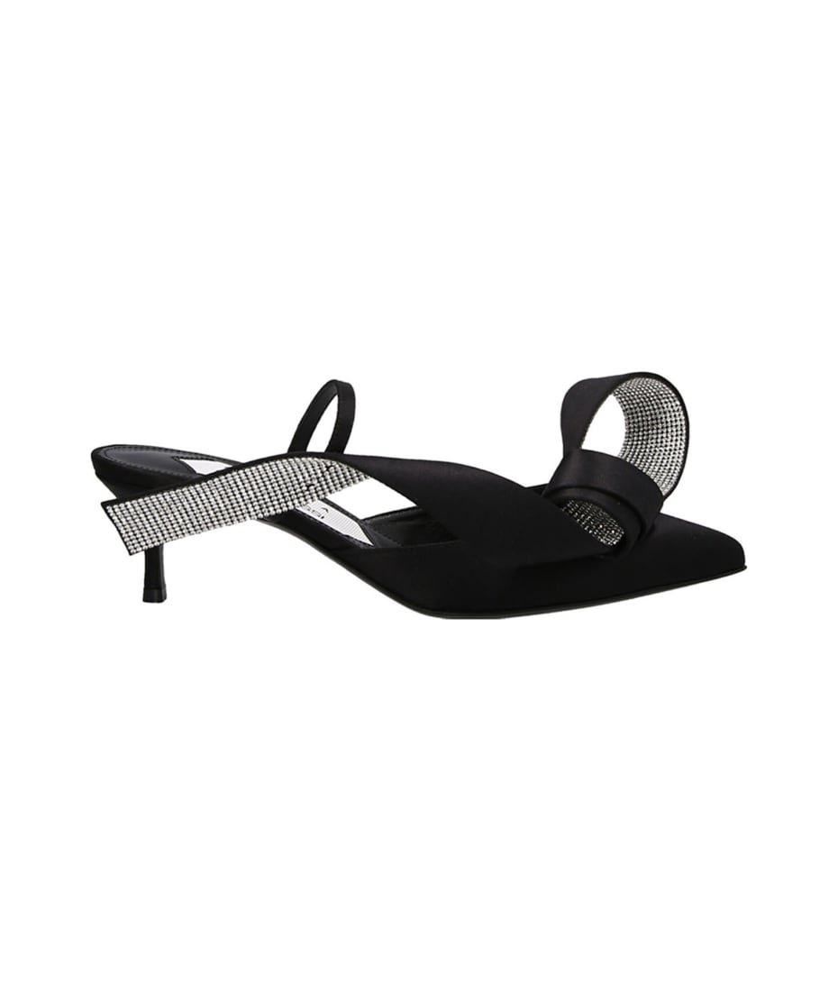 サンダル・ミュール Sergio Rossi Mule 'Area Marquise' Sergio Rossi x AREA x Sergio Rossi Marquise embellished satin sandals in yellow