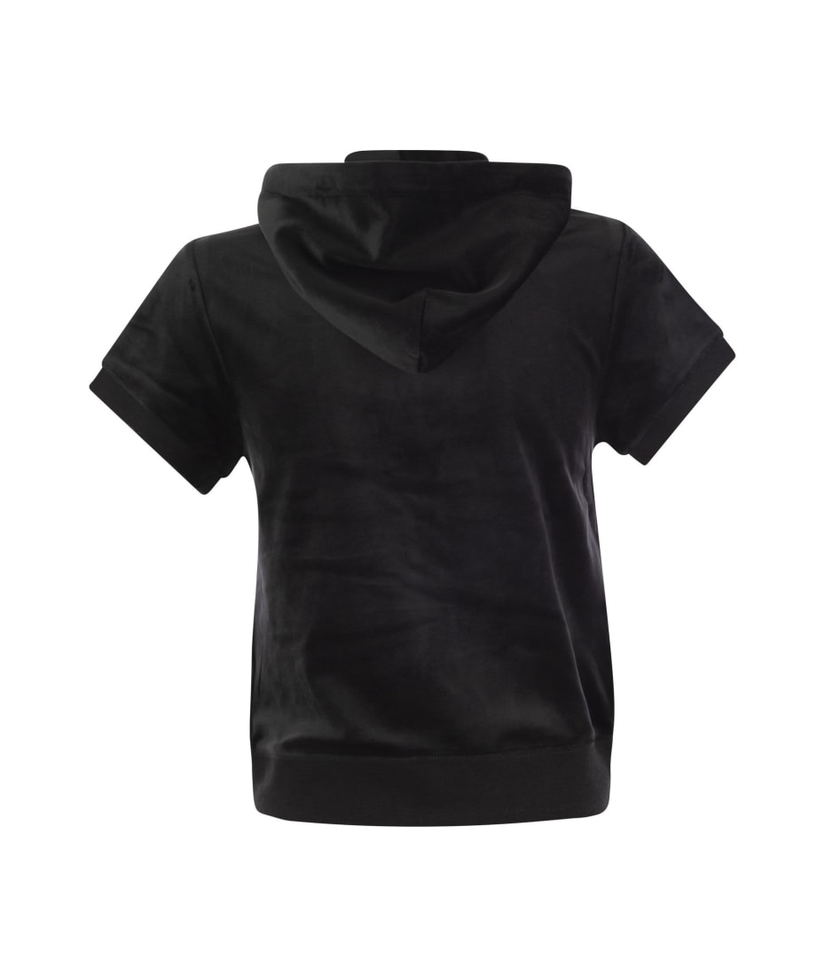 Juicy Couture Short-sleeved Velvet Hoodie - Black