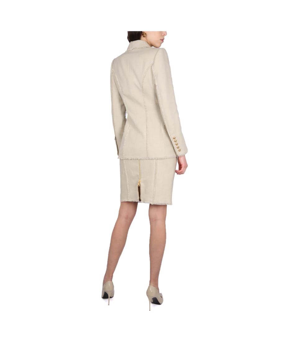 Balmain Linen Midi Skirt | italist
