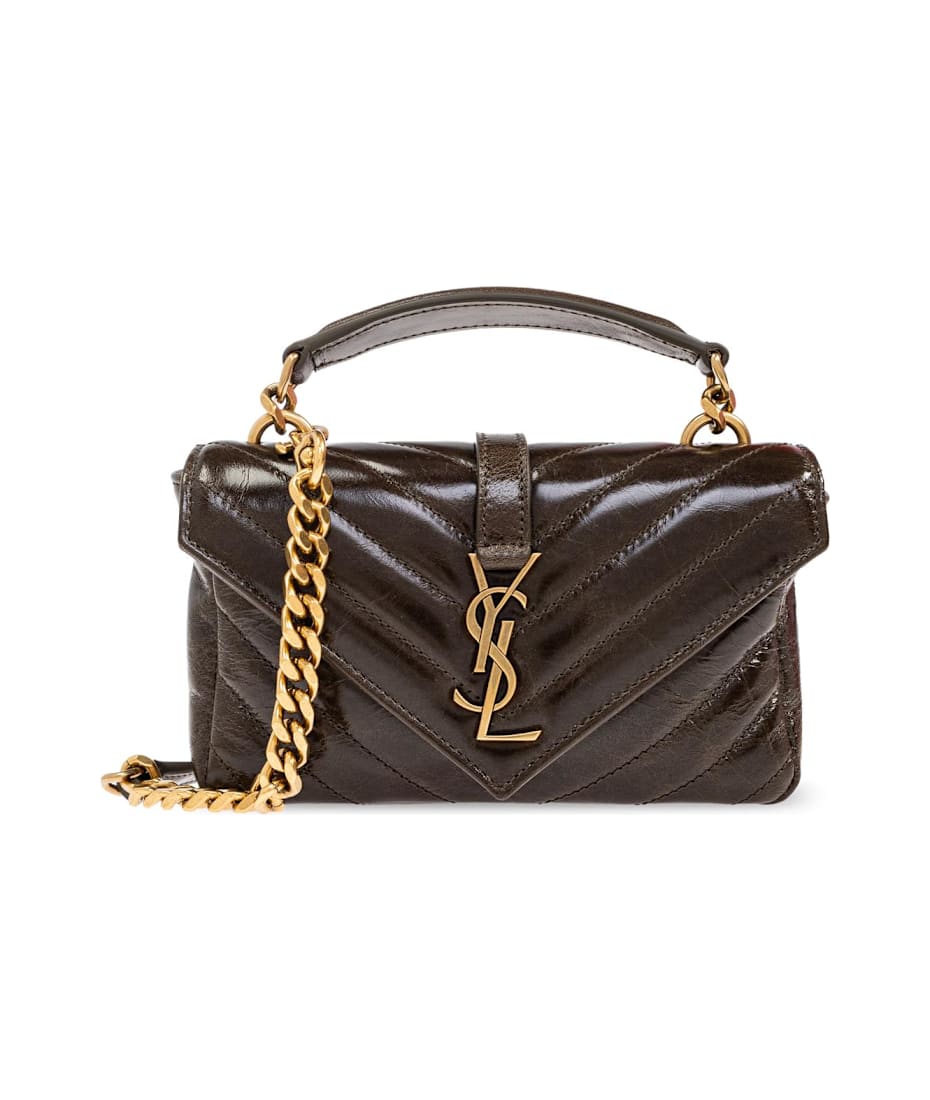 【SAINT LAURENT】COLLEGE MINI BAG●779430DZH071000 COLLEGE mini chain bag in shiny crackled leather | Saint