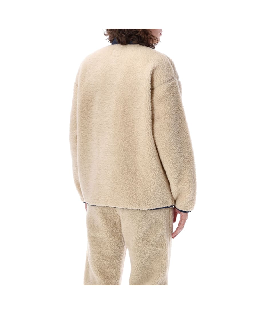 ASOS DESIGN teddy fleece oversized jacket with pocket in beige