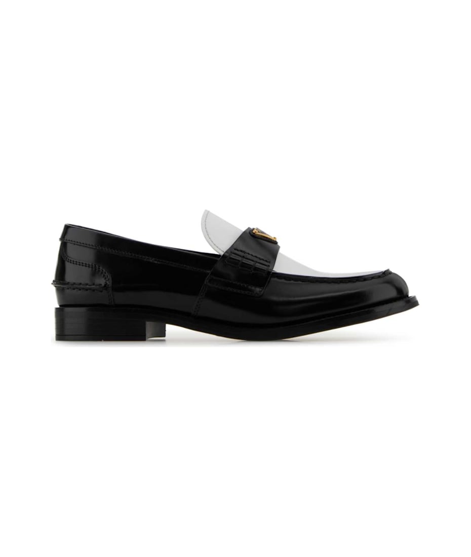 正規品【PRADA】Two-Tone Brushed Leather Loafers ★送料関税込 Prada two-tone Brushed Leather Loafers | Black | FARFETCH