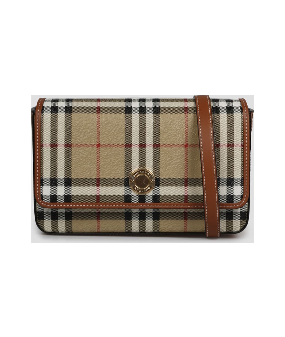 Burberry Hampshire Vintage Check Canvas & Leather Crossbody Bag