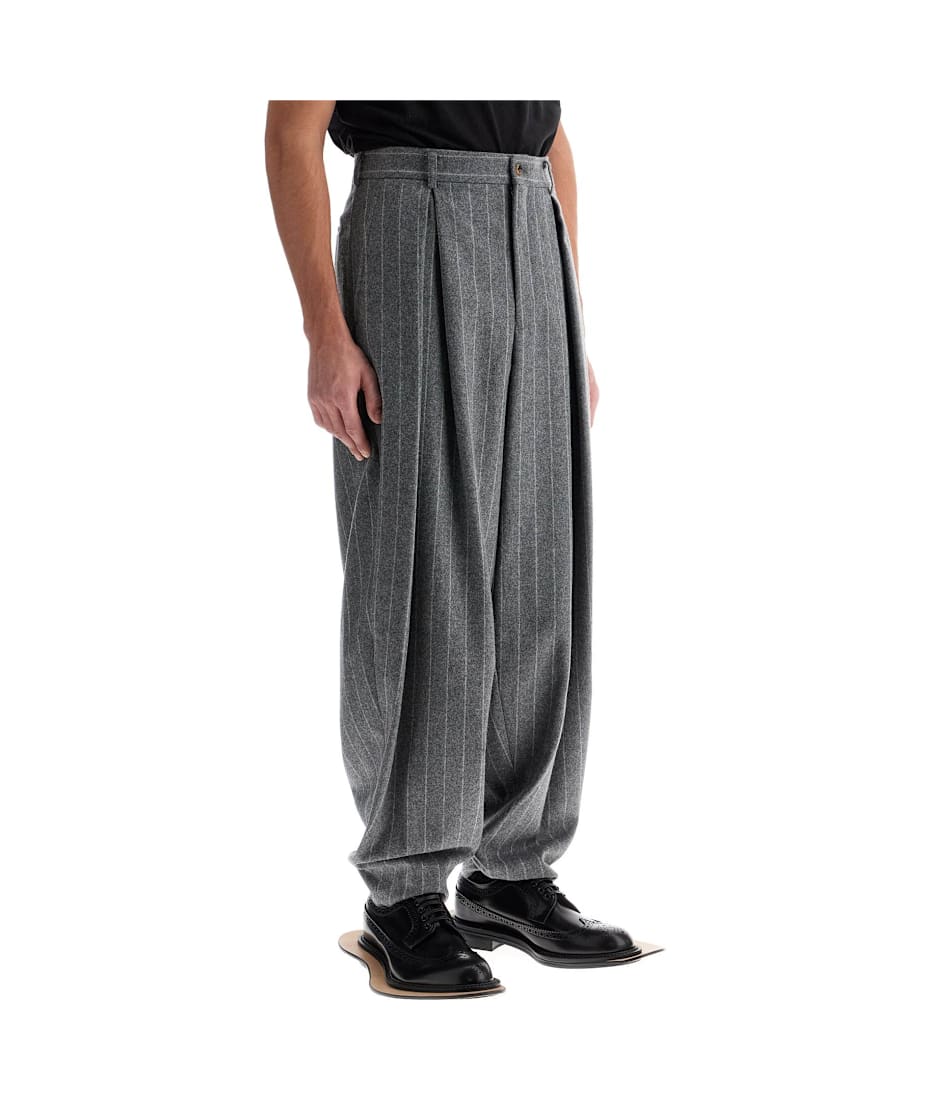 COMME des GARCONS Wool Striped Cover Wrap Pants Black S-M