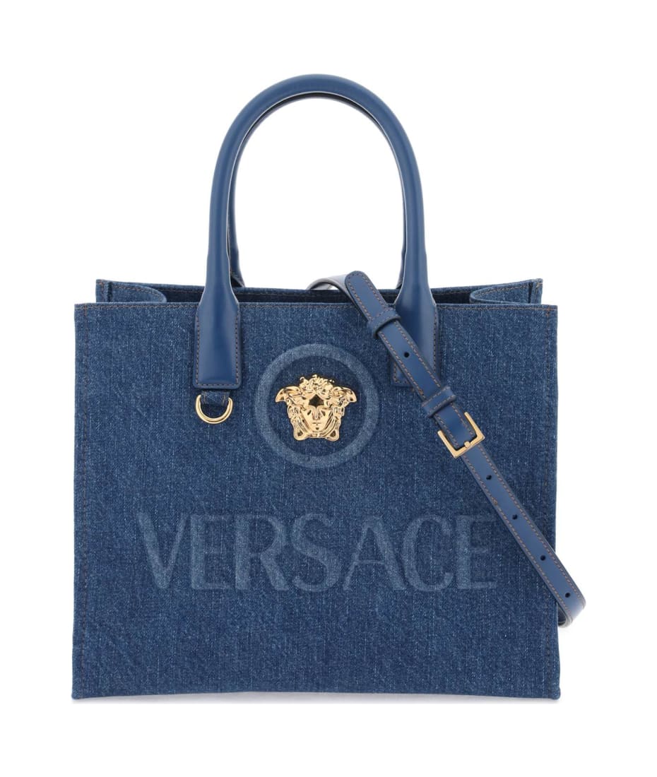 Versace Small Denim La Medusa Tote Bag | italist
