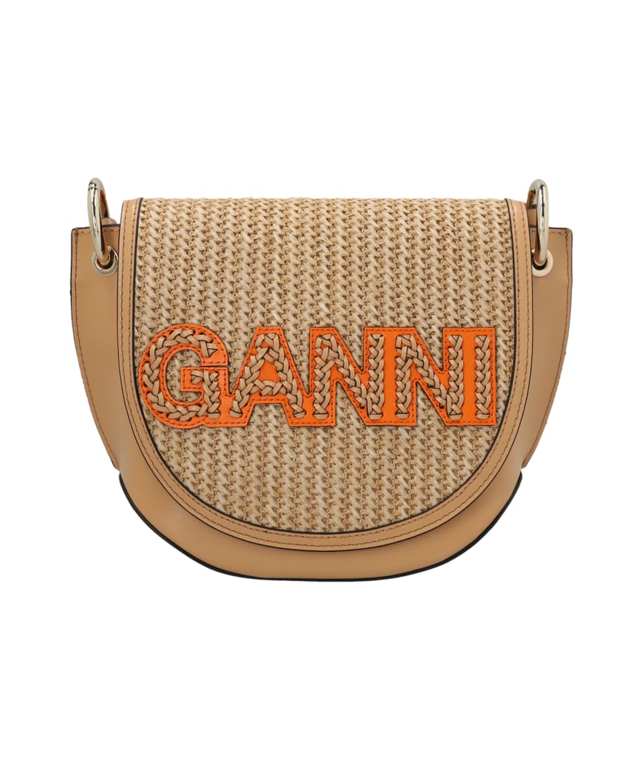 ショルダーバッグ・ポシェット *Ganni* Banner Saddle Raffia Cross Bag Beige A4737895 A47378 Ganni 'banner Saddle Raffia' Crossbody Bag | italist, ALWAYS