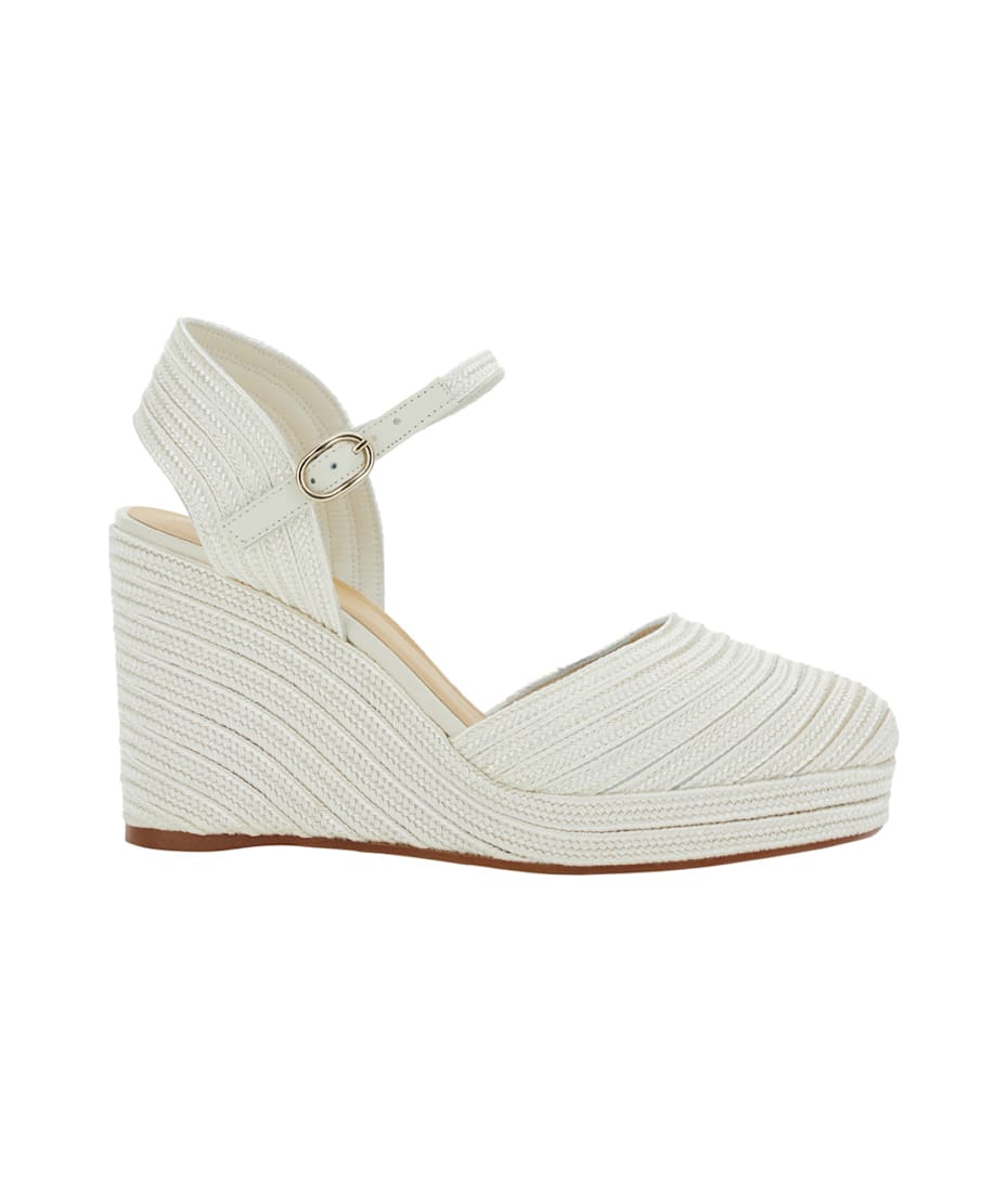 フラットシューズ CASTANER Woman Espadrilles White CAROLYN 142 Castañer 'carolyn' White Wedges With Strap In Metallic