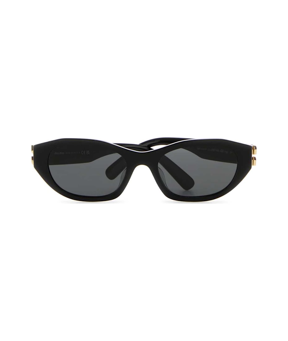【Miu♡】 Miu Miu Black Acetate Miu Glimpse Sunglasses | italist