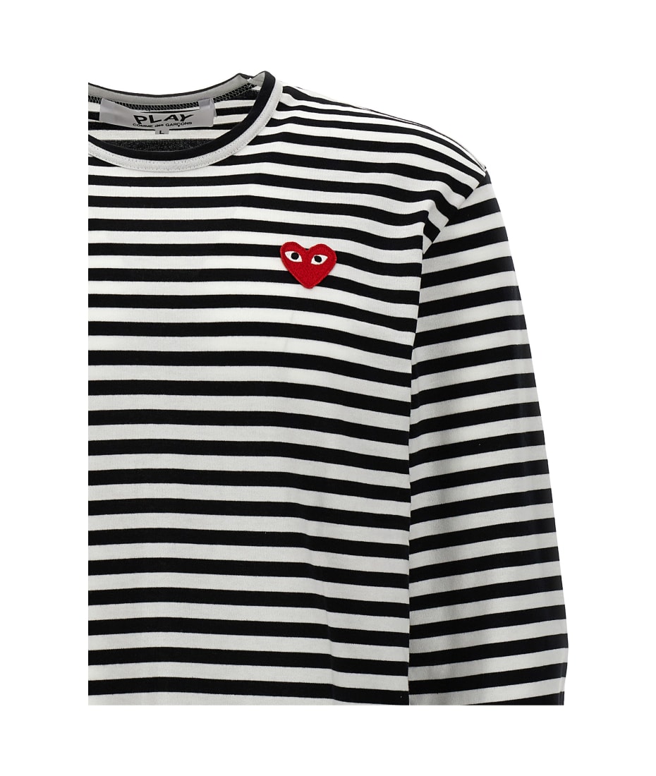 Comme des Garçons Play Logo Patch Stripes T-shirt | italist