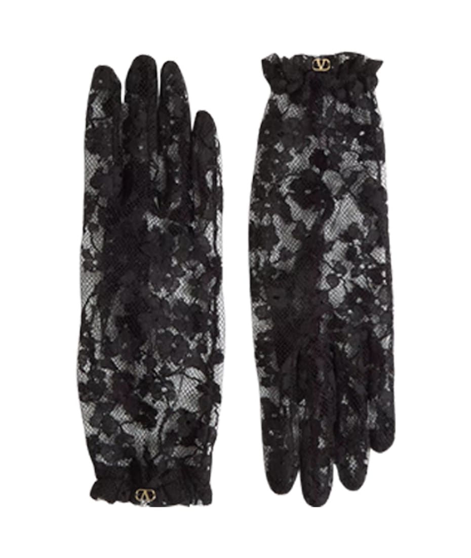 手袋 VALENTINO VLOGO SIGNATURE LACE GLOVES Vlogo Signature Lace Gloves for Woman in Butter/gold
