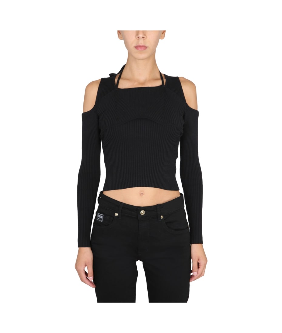 Tシャツ・カットソー VERSACE JEANS COTTON SHIRT WITH BARE SHOULDERS Versace Jeans Couture Shirt With Bare Shoulders | italist