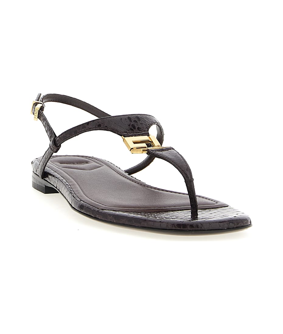 サンダル・ミュール FENDI FENDI FFOLD THONG SANDALS IN AYERS LEATHER FENDI - Fendi Ffold Ayers Thong Sandals – The Sale Sisters