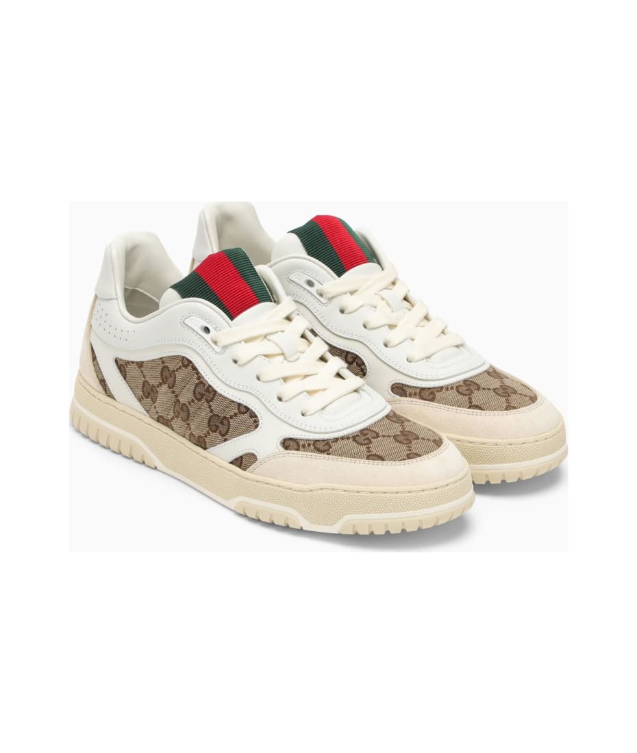 スニーカー GUCCI RE-WEB SNEAKER IN IVORY/BEIGE/EBONY GG FABRIC Gucci Re-web Sneaker In Ivory/beige/ebony Gg Fabric