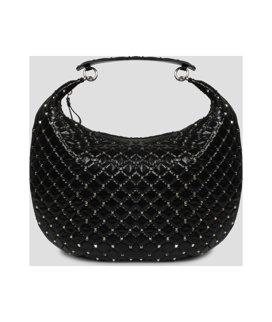 Rockstud Spike Small Hobo Bag - Valentino Garavani - Black - Leather