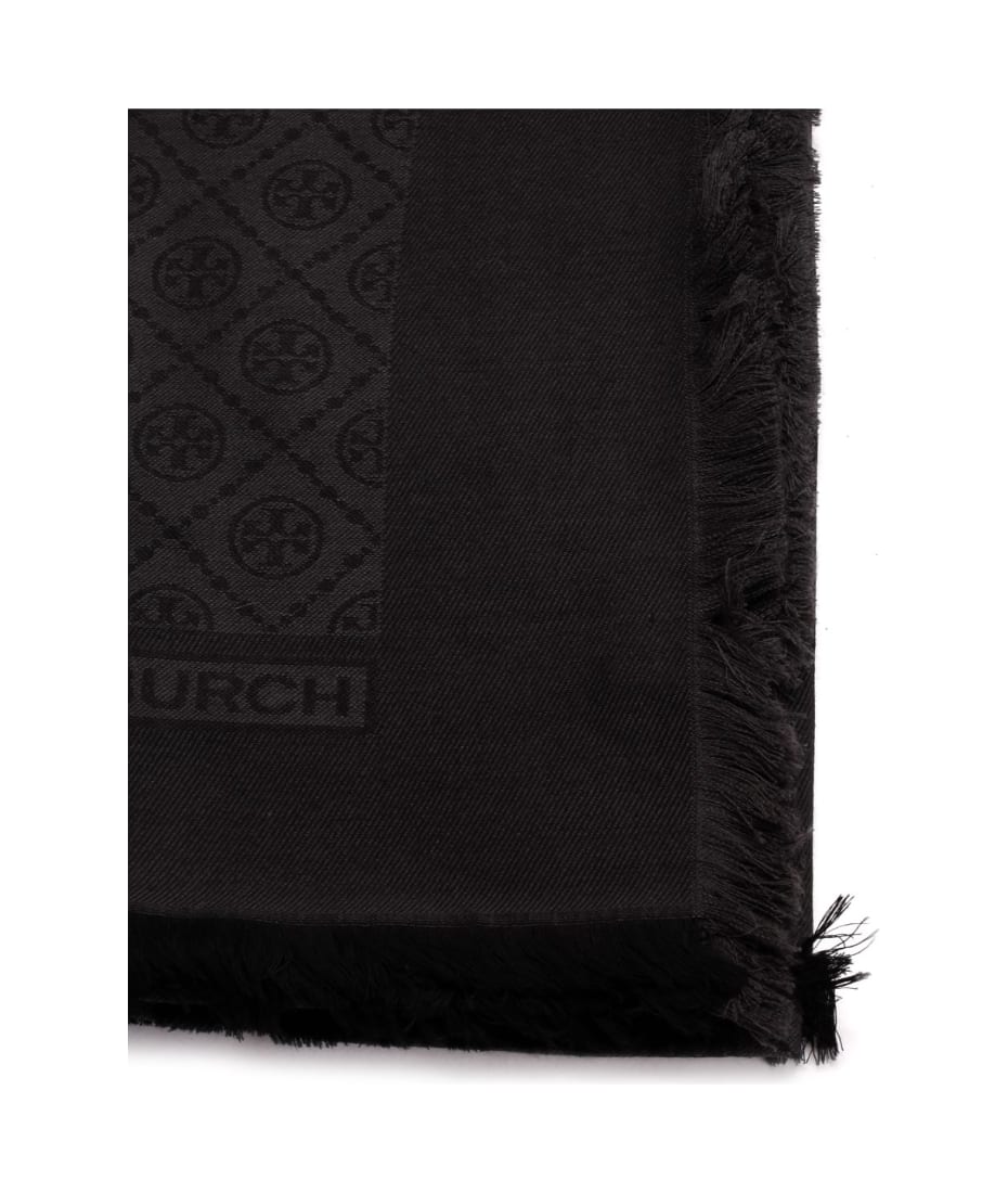 Tory Burch Black Monogram Scarf | italist