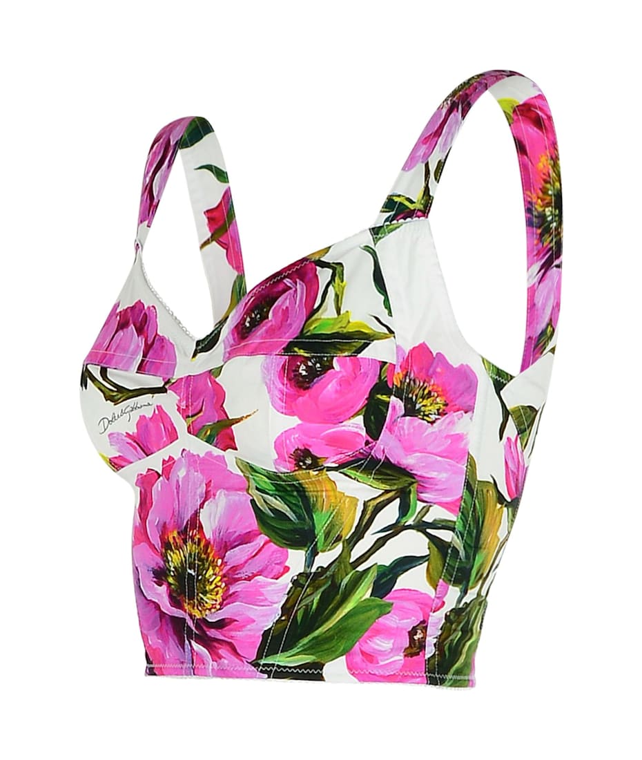 Tシャツ・カットソー DOLCE & GABBANA PEONY PRINTED POPLIN BUSTIER TOP Dolce & Gabbana Peony Print Bustier | italist