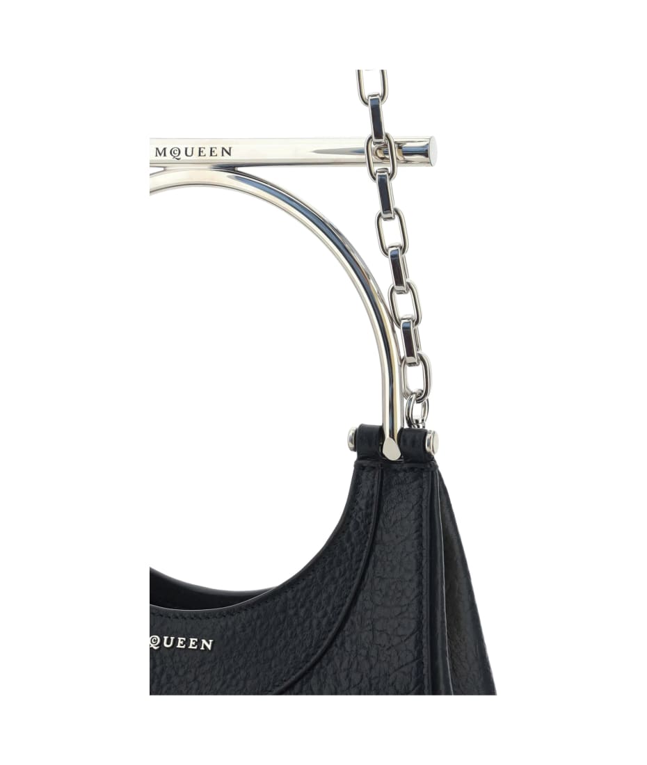 Alexander McQueen Black Leather Mini Cross-bar Handbag