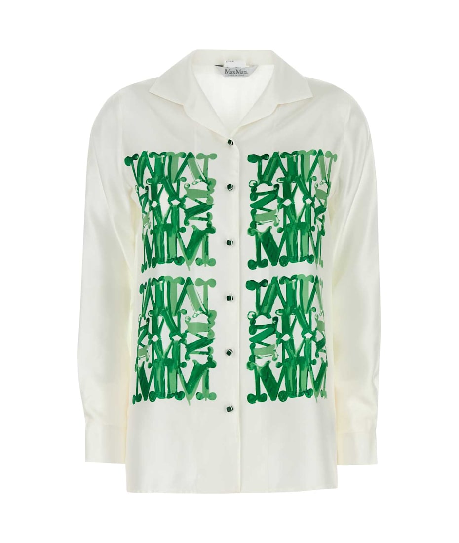 Tシャツ・カットソー Max Mara FW25 White silk Nail shirt (2521116061600 001) Silk t shirt | Max Mara