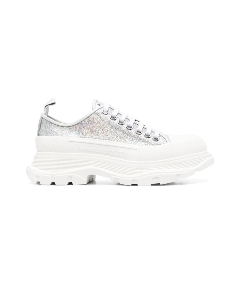 Alexander McQueen - Sprint Runner Exaggerated-Sole Mesh and Leather Sneakers  - White Alexander McQueen