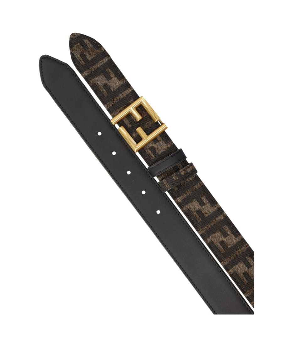 ベルト Fendi Jacquard Ff Fabric Belt Squared FF belt Leather Brown | Fendi