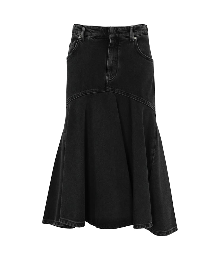 Philosophy di Lorenzo Serafini Black Denim Midi Skirt