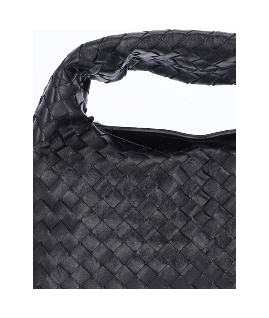 Black Hop small Intrecciato-leather shoulder bag, Bottega Veneta