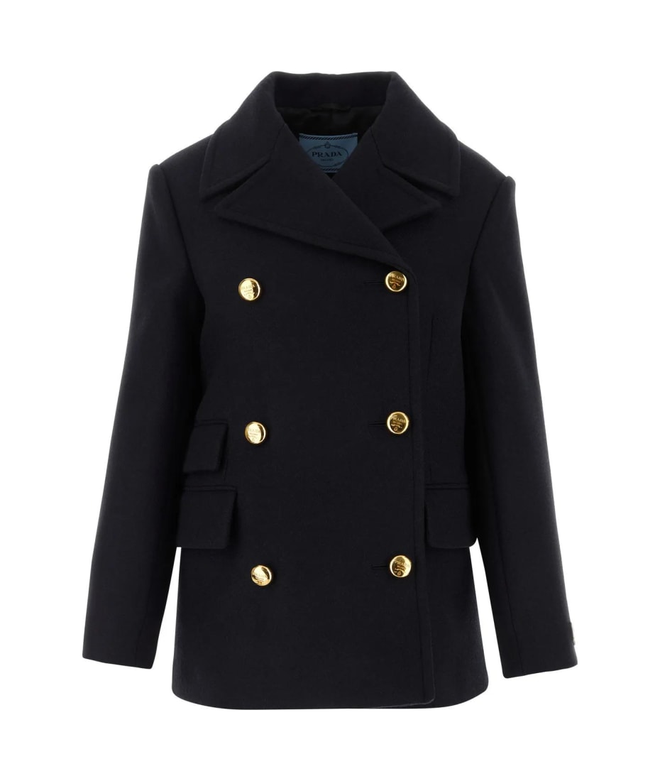 【関税&送料込】Prada Midnight Blue Wool Blend Coat Prada Midnight Blue Wool Blend Coat | italist