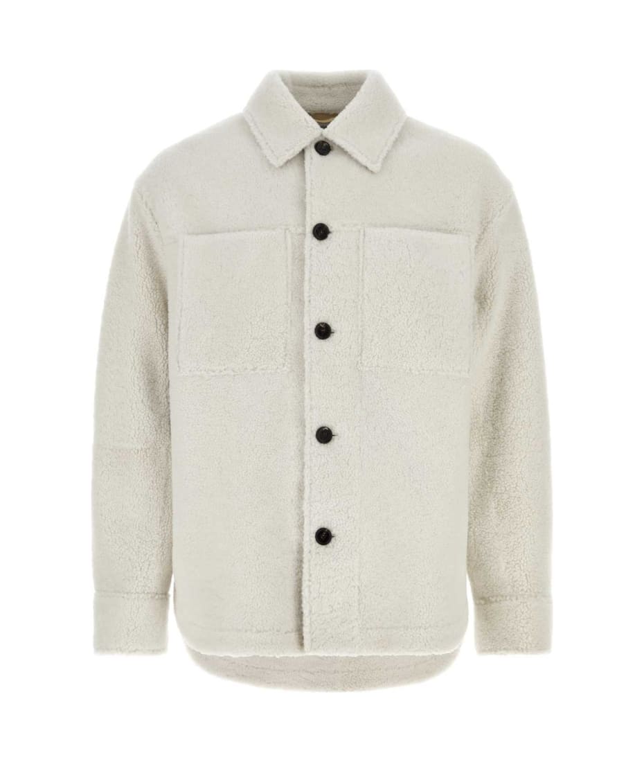 フリースジャケット BOTTEGA VENETA Chalk shearling oversize shirt Bottega Veneta Chalk Shearling Oversize Shirt | italist