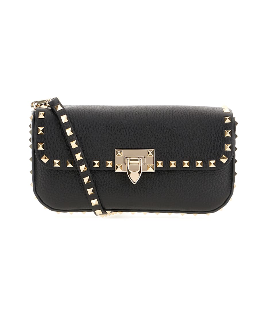 ショルダーバッグ・ポシェット Valentino Garavani Black Leather Rockstud Shoulder Bag Valentino Garavani Black Leather Rockstud Shoulder Bag