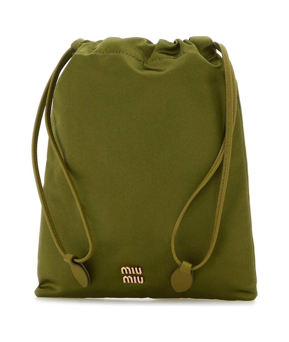 Miu Miu Olive Green Satin Pouch | italist