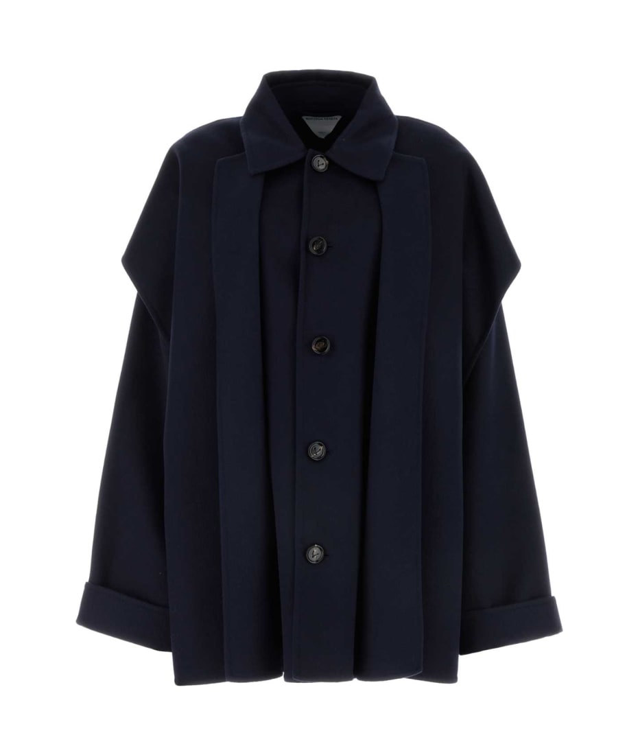 【関税・送料込み】BOTTEGA VENETA COATS NAVY WOOL COAT Bottega Veneta Midnight Blue Wool Blend Coat | italist